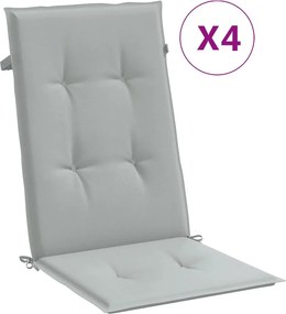 vidaXL 4 db világosszürke szövet magas háttámlájú székpárna 120x50x4cm