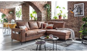 Barna bőrutánzat kinyitható sarokkanapé (jobb oldali) Lofty Lilly – Miuform