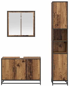 Fürdőszoba bútor szett 3 pcs Régi fa 90 x 33 x 60 cm Faanyag