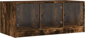 vidaXL füstös tölgy színű dohányzóasztal üvegajtókkal 102 x 50 x 42 cm
