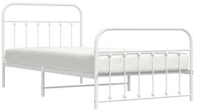 fehér fém ágykeret fej- és lábtámlával 107 x 203 cm