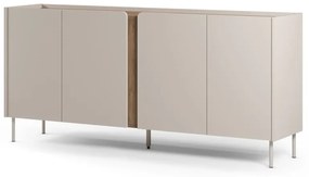 Krémszínű-natúr színű komód tölgyfa dekorral 180x82x40 cm Lucile – Marckeric
