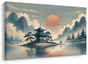Kép japán templom és tó