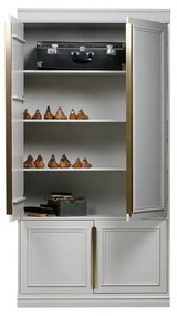 Világosszürke borovi fenyő ruhásszekrény klasszikus ajtóval 110x215 cm Organize – BePureHome