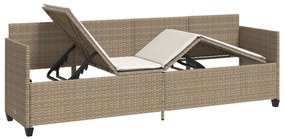 Bézs polyrattan napozóágy párnával