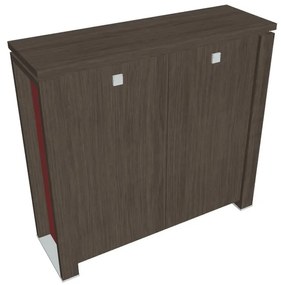Verno+ S közepes szekrény 140 x 46 x 130 cm, antracit tölgy / piros