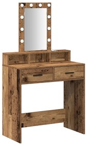 Piperasztal LED világítással - Vintage fa stílus, 79x41x140 cm