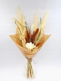 Szárított virágokból és fűből készült vázacsokor