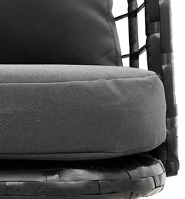 fekete polyrattan kerti szék párnákkal