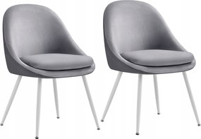 Kényelmes szürke étkező szék szett 2 db fehér acél lábak
