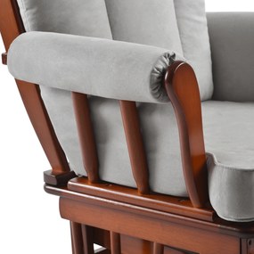 Hintaszék lábtartóval, dió/szürke, SAFORD