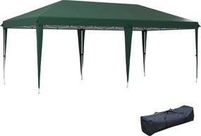 Outsunny Összecsukható Pavilon 6x3 m Napellenző 3 Állítható Magassággal UV Ellenálló Napernyő és Szállítótáska Kempingezésekhez Zöld | Aosom