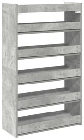 betonszürke szerelt fa cipőtartó 60x25x100 cm