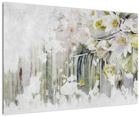 Kép - Fehér virágok, vintage (90x60 cm)