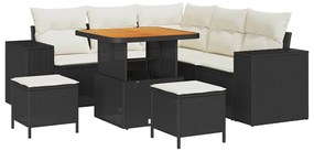 Kerti Kanapé Szett 8 pcs Fekete és Krém 80 x 80 x 71 cm