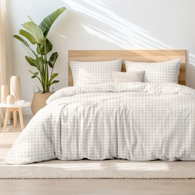 Goldea pamut ágyneműhuzat - latté kockás 240 x 220 és 2db 70 x 90 cm