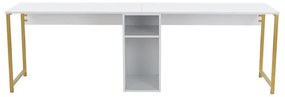 Íróasztal Twin Study Desk - Fehér, Arany
