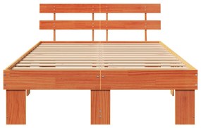 Ágykeret Fejtámlával Gyantázott Barna 120x200 cm Tömör Fenyő