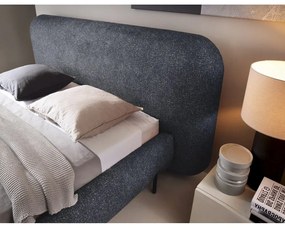 Kék kárpitozott ágyneműtartós franciaágy ágyráccsal 160x200 cm Pointt – ELTAP