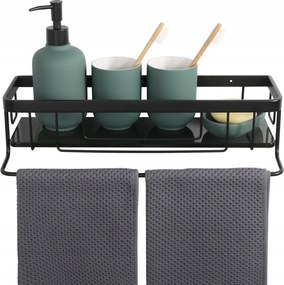 Zuhanypolc 40 cm Fekete Rozsdamentes acél Csavaros fürdőszobai kosár