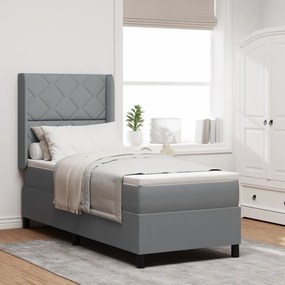 Boxspring Ágy Matraccal és LED Fénnyel Szürke 90x190 cm Szövet