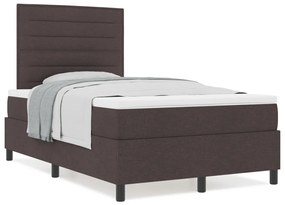 Box Spring Ágy Matraccal Sötétbarna Kis Dupla Szövet