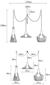 Csillár zsinóron MEZOPOTAMYA 3xE27/40W/230V pók