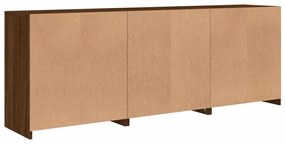 barna tölgy színű tálalószekrény LED-ekkel 181,5x37x67 cm