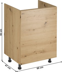 Mosogató szekrény, artisan tölgy, univerzális, LANGEN D60Z