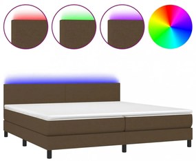 barna szövet rugós és LED-es ágy matraccal 200x200 cm