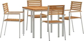 vidaXL Kert étkező szett 5 pcs Barna Tömör Teakfa