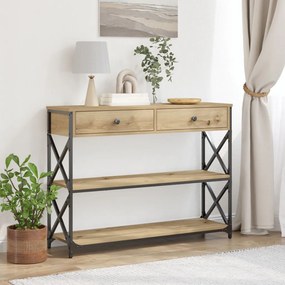 Konferenciához Asztal Kézműves Tölgy 100x28x75 cm Mérnöki Fa és Acél