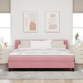 Boxspring Ágy Matrac Áttetsző Rózsaszín 180x200 cm Bársonyos