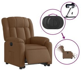 Elektromos felállást segítő barna szövet dönthető fotel
