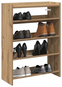 kézműves tölgy színű szerelt fa cipősszekrény 60x25x81 cm