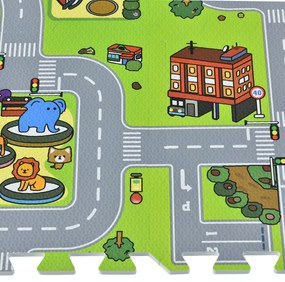 Jascha gyermek puzzle szőnyeg, 9 részes, utcák