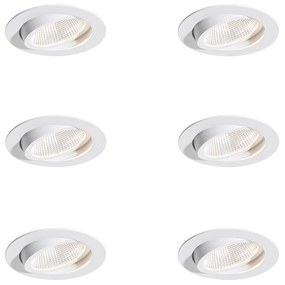 6 darabos süllyesztett spotlámpa szett fehér 9,5 cm LED-del 1300 lm dimmelhető IP23 - Gaius