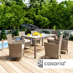 Casaria® Kerti rattan garnitúra Berlin 1+6 - bézs/krém