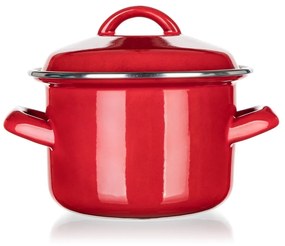 Banquet Milton zománcozott edény fedővel piros, 12 cm, 0,78 l, 12 cm