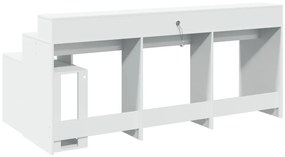 fehér szerelt fa íróasztal LED-világítással 200 x 104 x 91 cm
