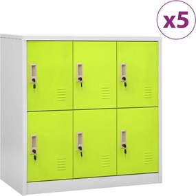 vidaXL 5 db világosszürke-zöld acél zárható szekrény 90 x 45 x 92,5 cm