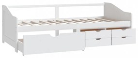 fehér 3 személyes tömör fenyőfa kanapéágy fiókokkal 90 x 200 cm