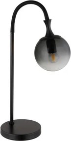 Globo 15885T Asztali lámpa fém fekete matt, füstszínű üveg búra, fekete PVC kábel, billenőkapcsoló a kábelen, HxSzxM: 225x180x575mm, kábel hossza 1800mm, 1x E27 ILLU 10W 230V izzó nélkül