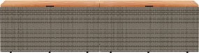 Szürke Polyrattan És Akácfa Kerti Tárolóláda 220 X 50 X 54 Cm