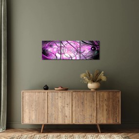 Gyönyörű lila absztrakció képe (órával) (90x30 cm)