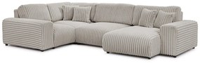 Világosszürke kordbársony sarokkanapé (bal oldali-U alakú) Justin – Ropez