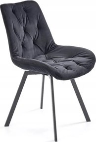 Kárpitozott velúr forgószék fekete steppelt étkezőszék K519