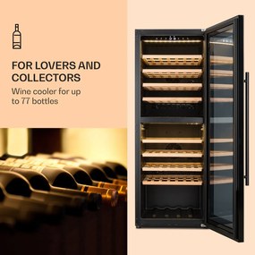 Klarstein Barossa 77 Duo, borhűtő,191 liter, 2 zóna, 77 palack, érintőképernyős, LED, fekete