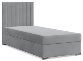 Agen egyszemélyes ágy, bársony, ágyneműtartóval, szürke