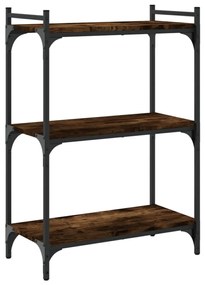 3 szintes füstös tölgy színű szerelt fa könyvespolc 60x30x86 cm